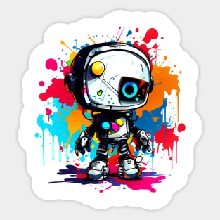 Cute cartoon Robot. Funny cyborg. Sticker